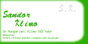 sandor klimo business card